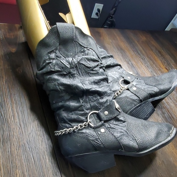 The leather collection black rad scrunch boot - Picture 3 of 5